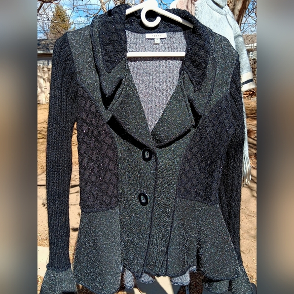 Sioni Sweaters - Sioni Roma Beatiful Cardigan Sweater Different Materials Sparkly Size S